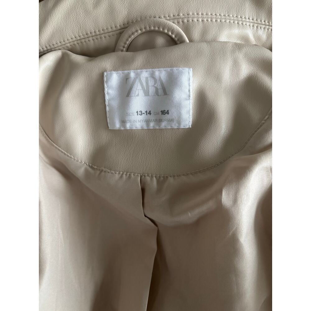 Zara Beige Faux Leather Biker Jacket - Picture 4 of 5